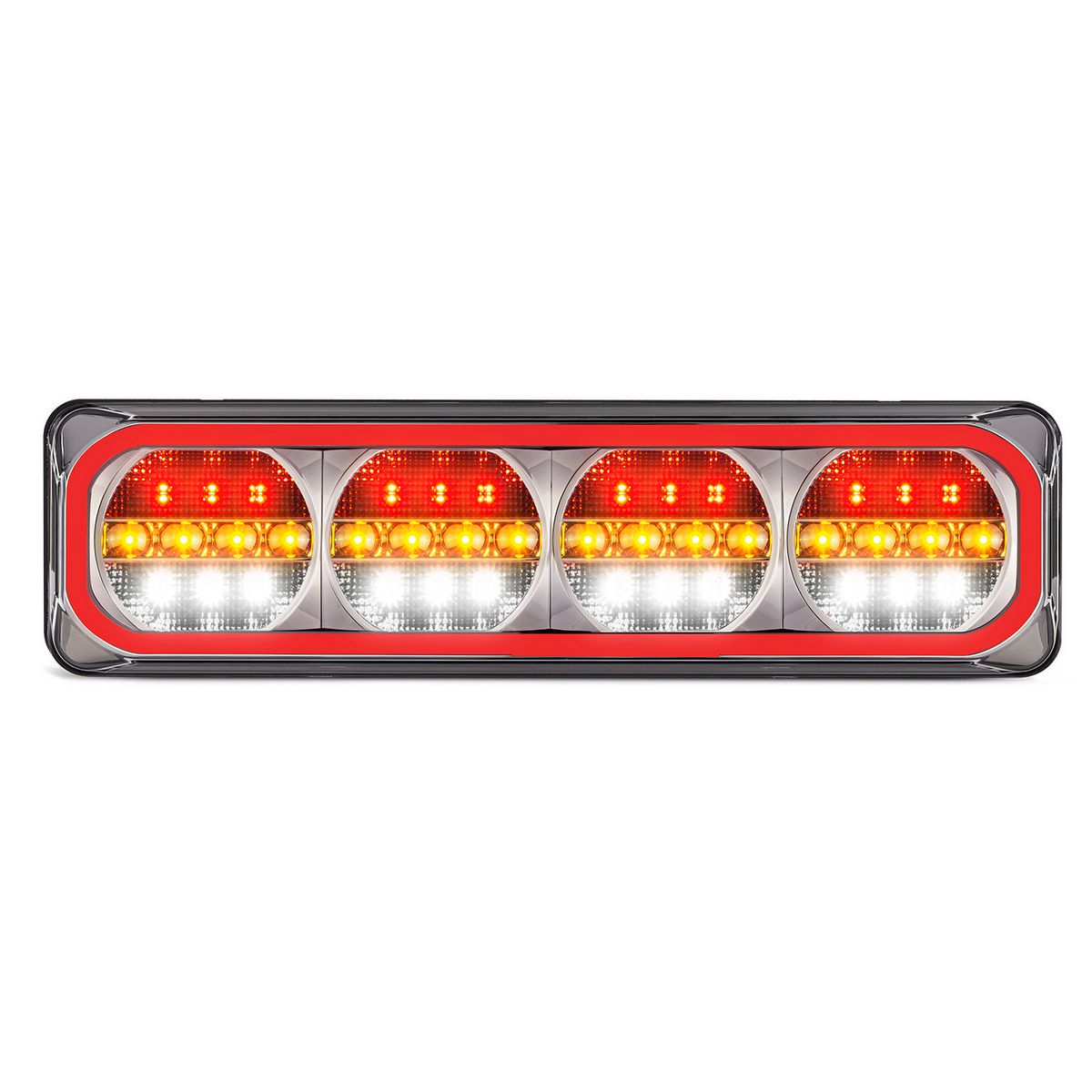 LED Autolamps - 520 Series, Multivolt,  Stop/Tail/Indicator/Reverse Lamp With Reflector , Right Hand Side 520ARWMRCSB