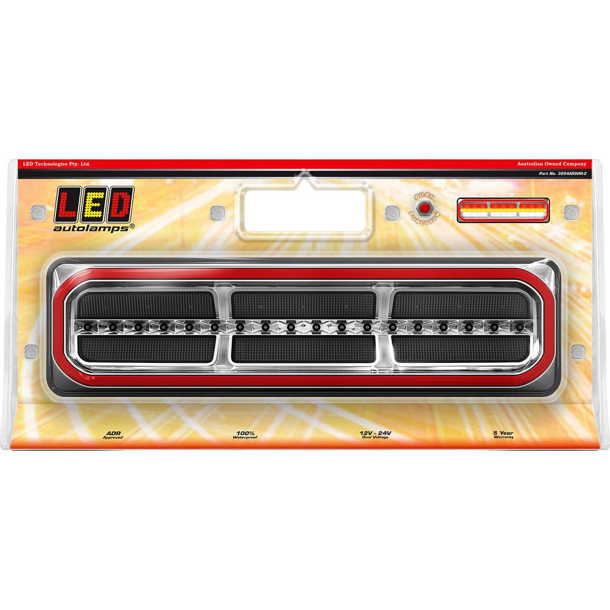 LED Autolamps Stop/Tail/Sequential-Indicator/Reverse 12/24V Assembly Chrome 3854ARWM-2