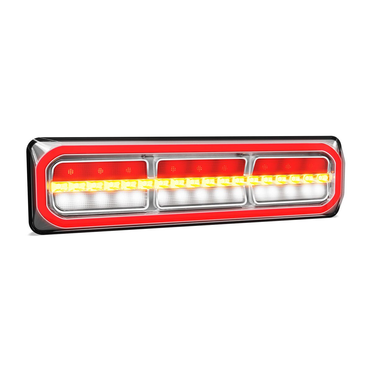 LED Autolamps - 3854 Series, Diffused Tail Light, Sequential Indicator, Reverse, Stop, 12-24v, Left-Hand Side, Box of 1 3854ARWMLCSB