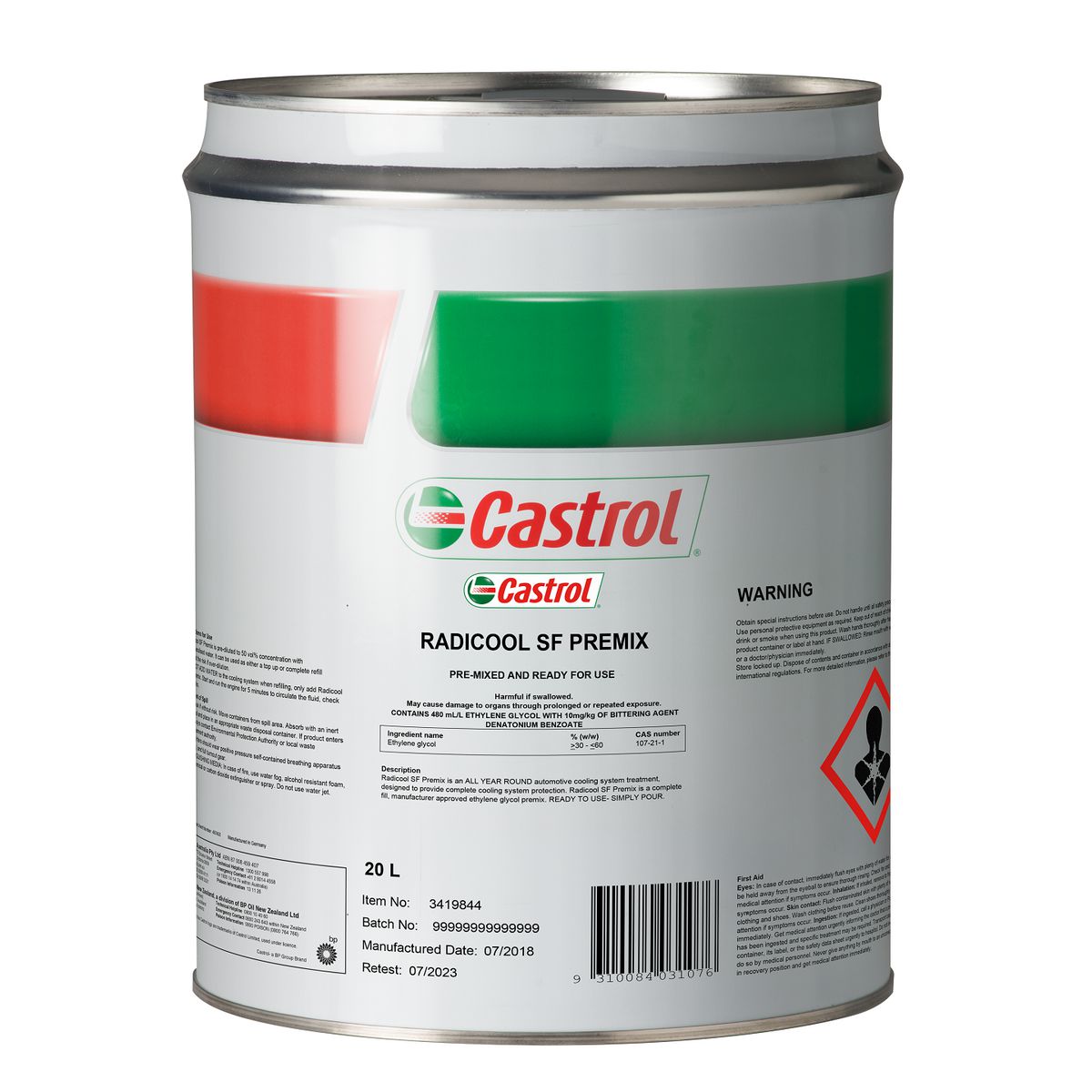 Castrol RADICOOL SF Premix Engine Coolant 20L 3419844