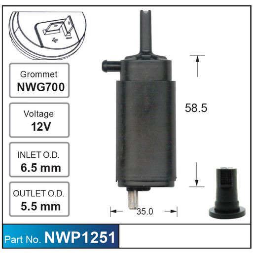 Nice Products Windscreen Washer Pump NWP1251