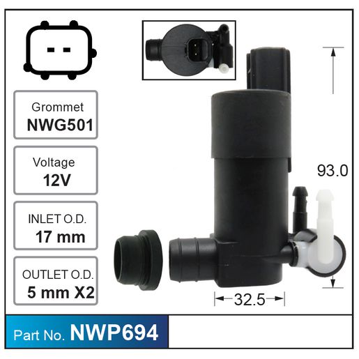 Nice Products Windscreen Washer Pump NWP694