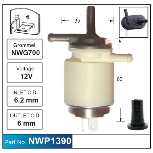 Nice Products Windscreen Washer Pump NWP1390