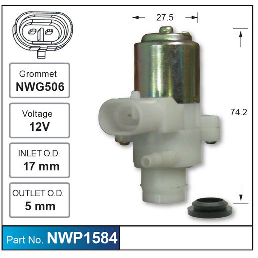 Nice Products Windscreen Washer Pump NWP1584