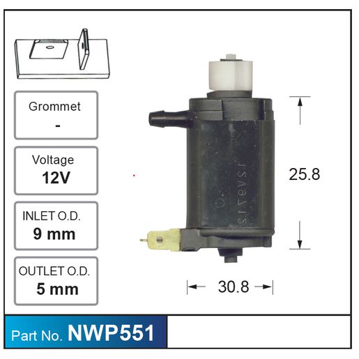 Nice Products Windscreen Washer Pump NWP551