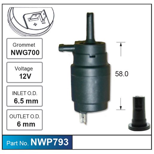 Nice Products Windscreen Washer Pump NWP793