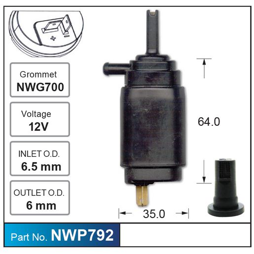 Nice Products Windscreen Washer Pump NWP792