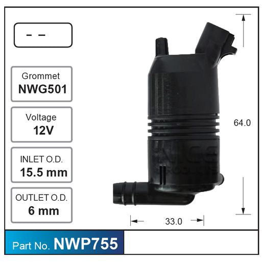 Nice Products Windscreen Washer Pump NWP755