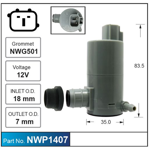 Nice Products Windscreen Washer Pump NWP1407