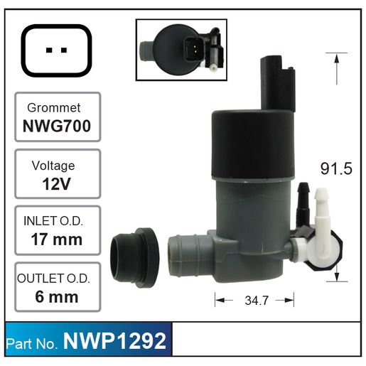 Nice Products Windscreen Washer Pump NWP1292