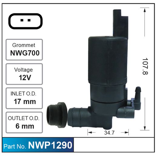 Nice Products Windscreen Washer Pump NWP1290