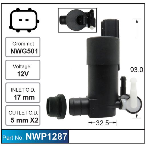 Nice Products Windscreen Washer Pump NWP1287