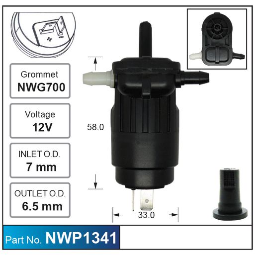 Nice Products Windscreen Washer Pump NWP1341