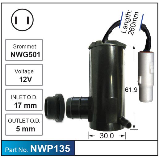 Nice Products Windscreen Washer Pump NWP135