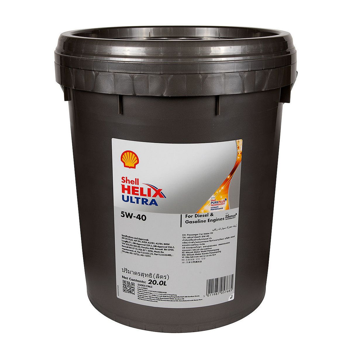 Shell Lubricants Helix Ultra 5W40 Full-Syn Engine Oil SP 20L 310281815