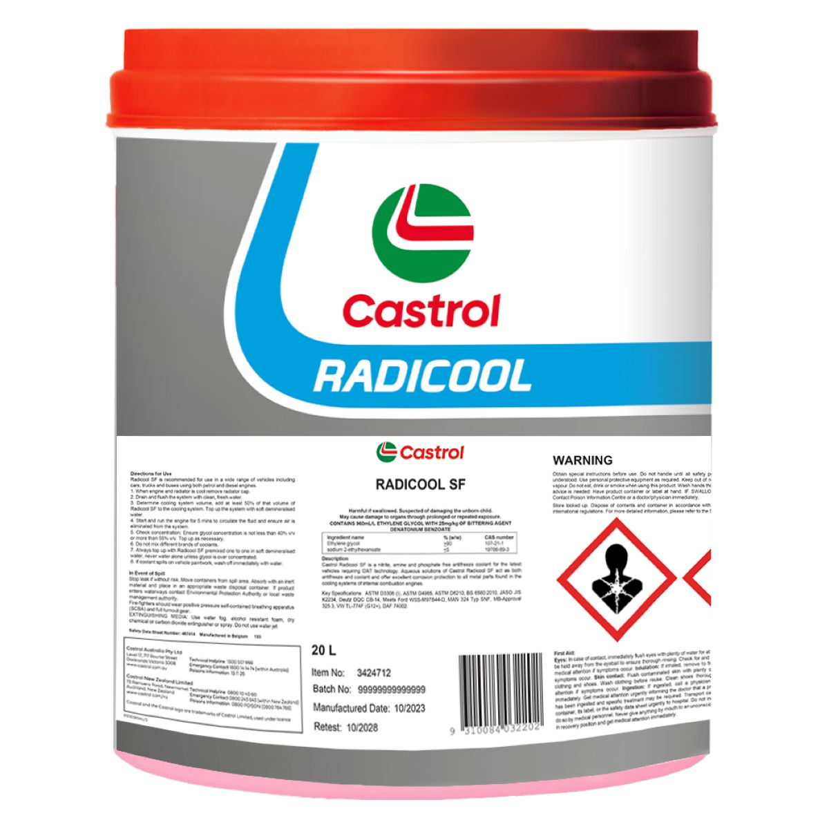 Castrol RADICOOL SF Engine Coolant 20L 3424712