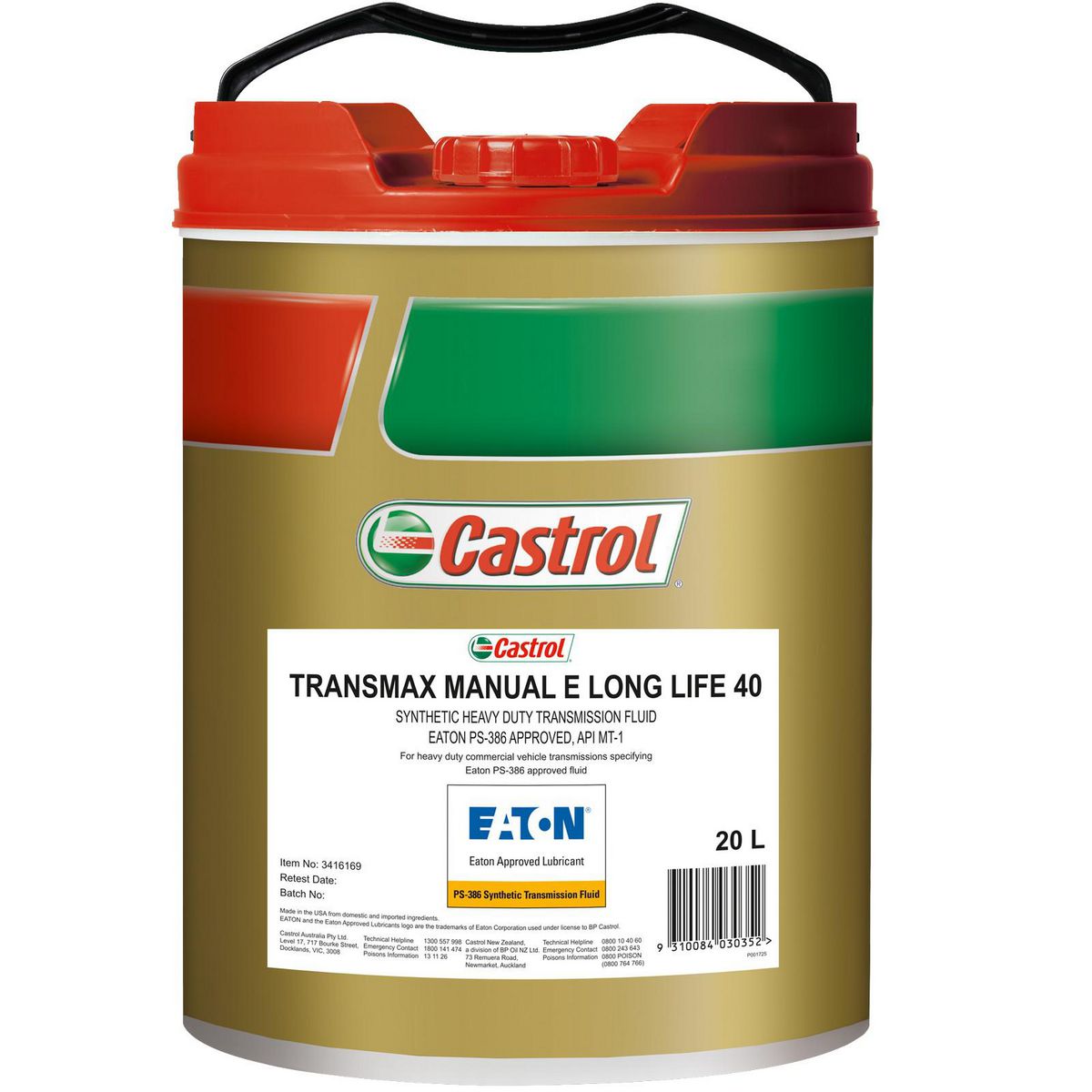 Castrol TRANSMAX Manual E LL Transmission Fluid 20L 3416169