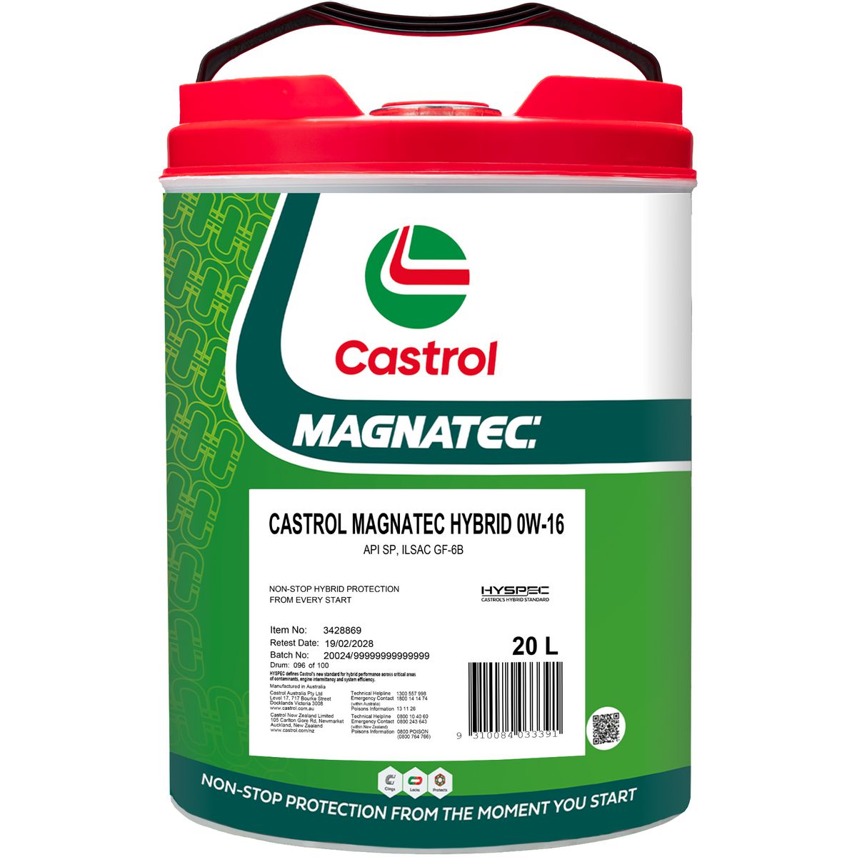 Castrol MAGNATEC Hybrid 0W-16 Engine Oil 20L 3428869