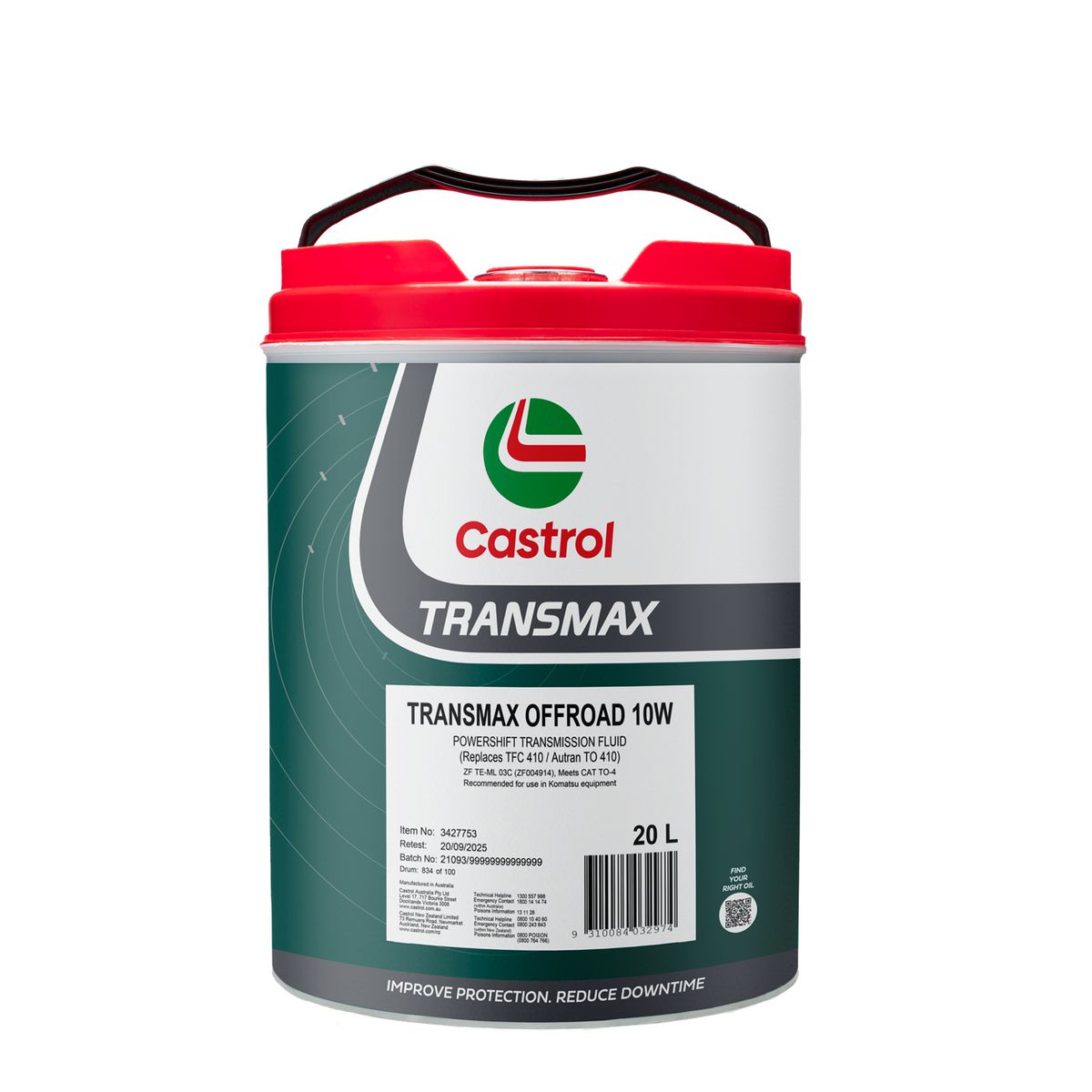 Castrol TRANSMAX OFFROAD 10W Auto Trans Fluid 20L 3427753