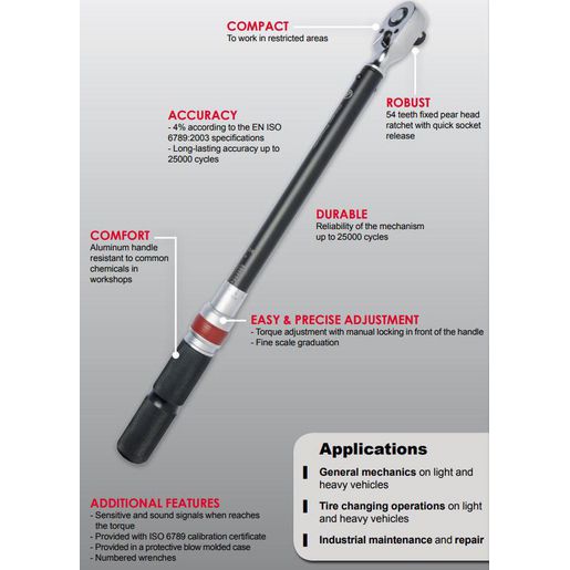 CP Tool Company Torque Wrench 3/8In Drv 20-100 Nm CP8910