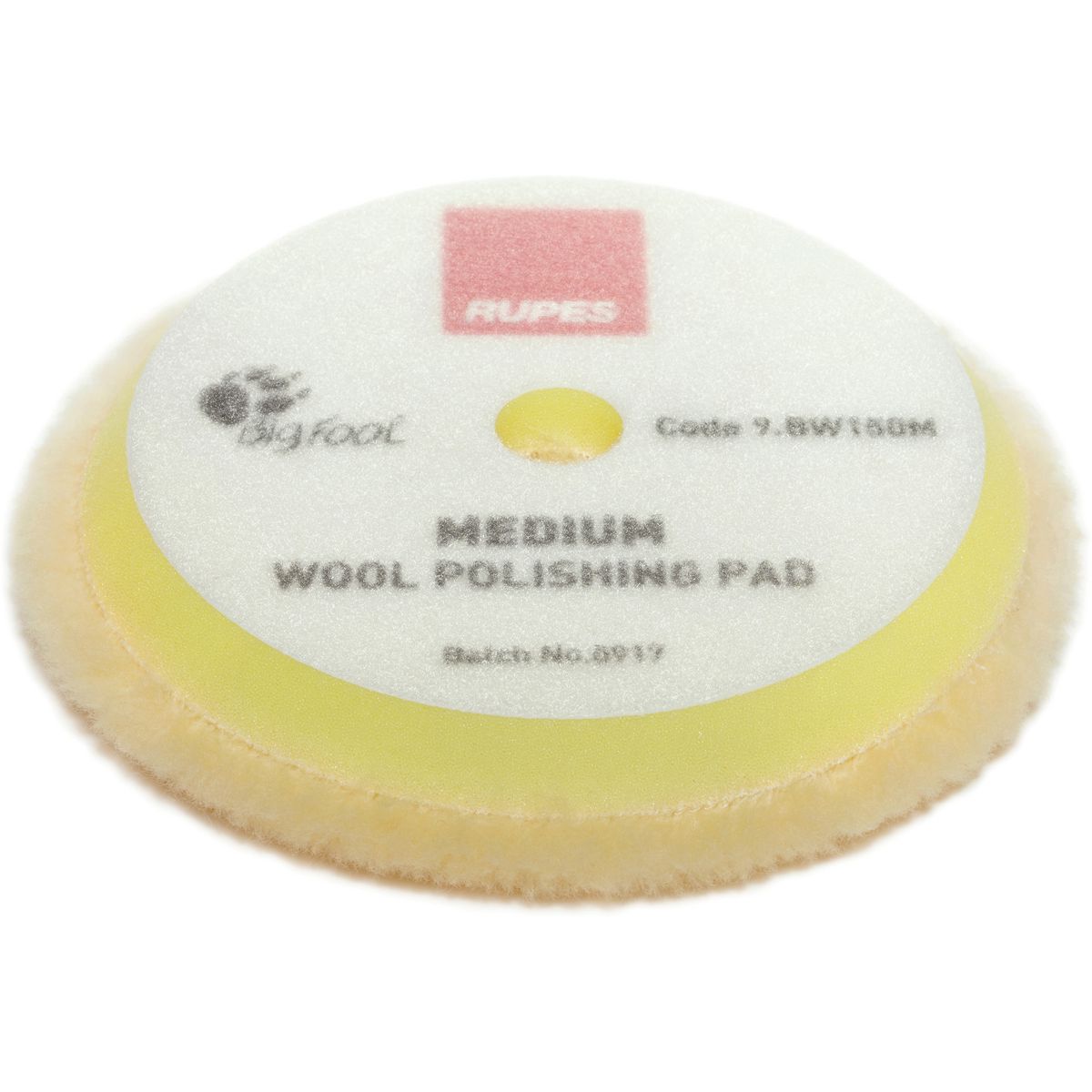 Rupes Wool Polishing Pad D-A Medium Yellow 130/145mm 1Pk 9.BW150M/1