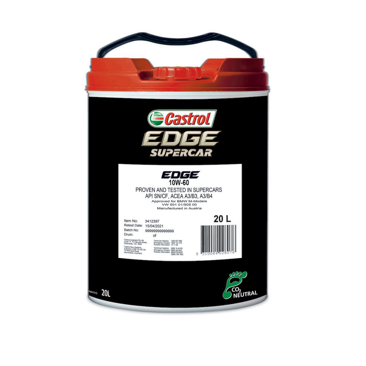Castrol EDGE Supercar 5W-50 Engine Oil 20L 3423787