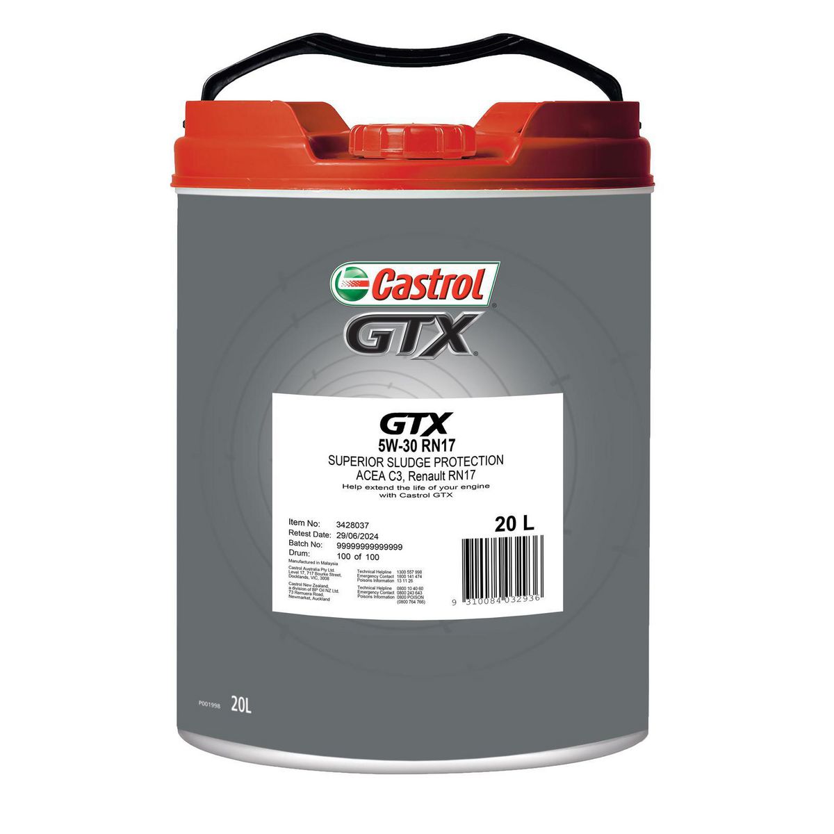 Castrol GTX 5W-30 RN17 Engine Oil 20L 3428037