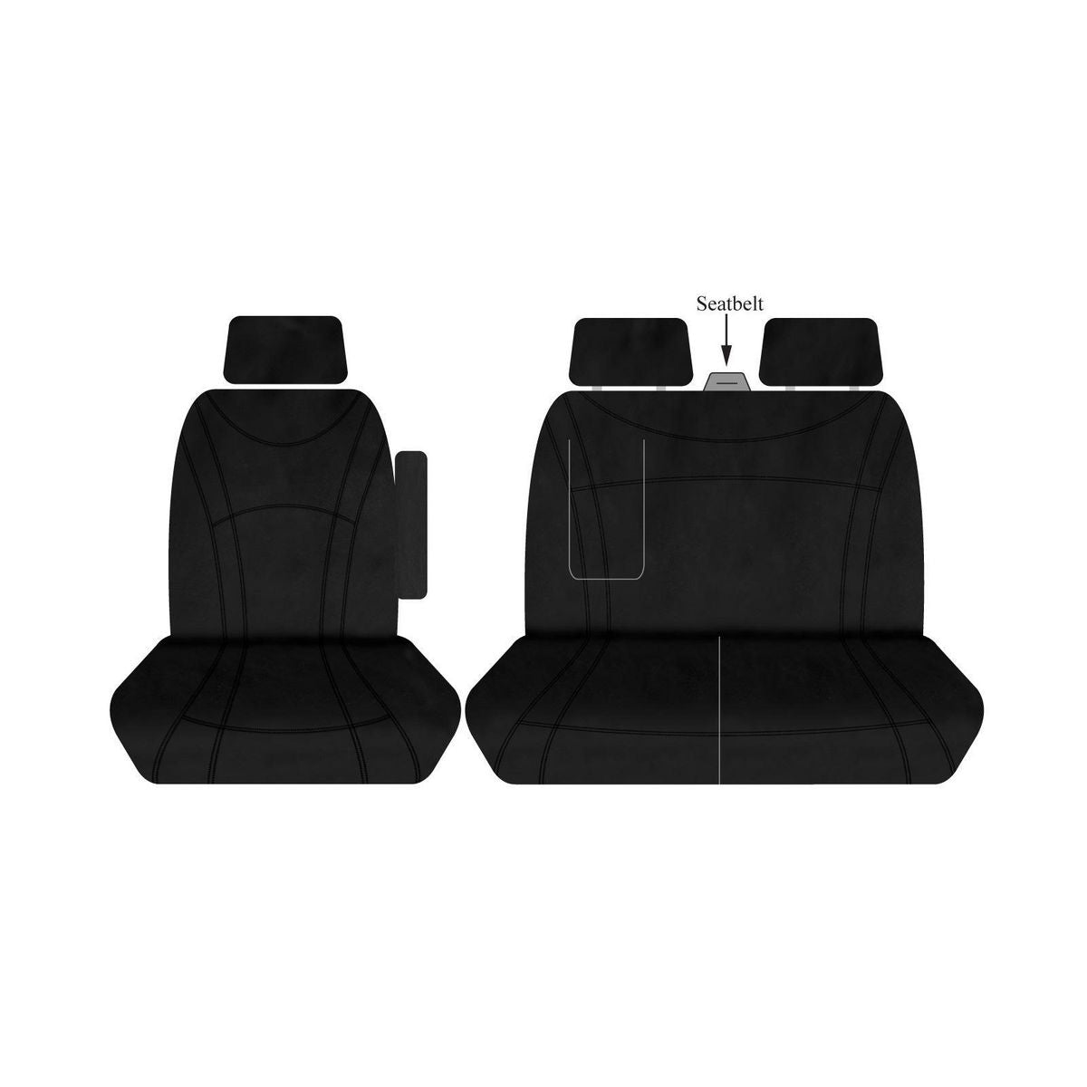 Sperling Getaway Neoprene Front Black - Black Stitch Seat Covers Suits Transit, Transit Custom 2013-On RM1012GBB