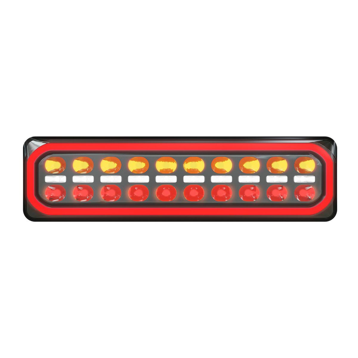 LED Autolamps RHS Stop/Tail/Indicator/Reverse Diffused Tail With Sequential Indicator, RHS Plug, Multivolt, 385 X 104 X X31Mm, Adr, Bulk 3855ARWMRCSB