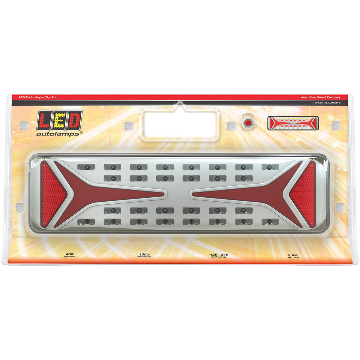 LED Autolamps Twin Blister With Try Me Function-Stop/Tail/Ind/Rev, Multivolt, 385 X 104 X 31Mm, Ece 3857ARWM-2