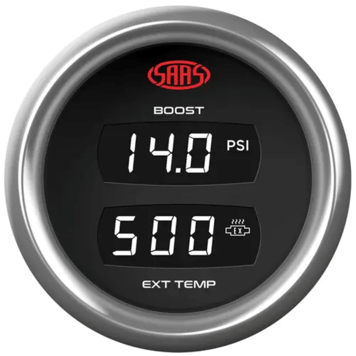 SAAS Dual Digital Boost Gauge 0-30Psi / Exhaust Temperature 0-900 Trax SG911240