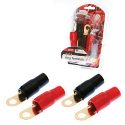Aerpro 2 Gauge Ring Terminals 2 Red/2 Black