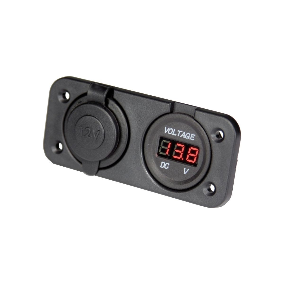 Aerpro Panel Mount Accessory Socket & Led Voltmeter APDCP28