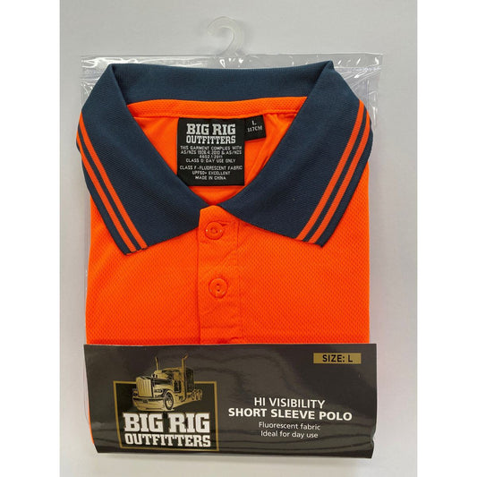 Big Rig Outfitters Men'S Short SleEVe Hi Vis Polo Orange L 61000253