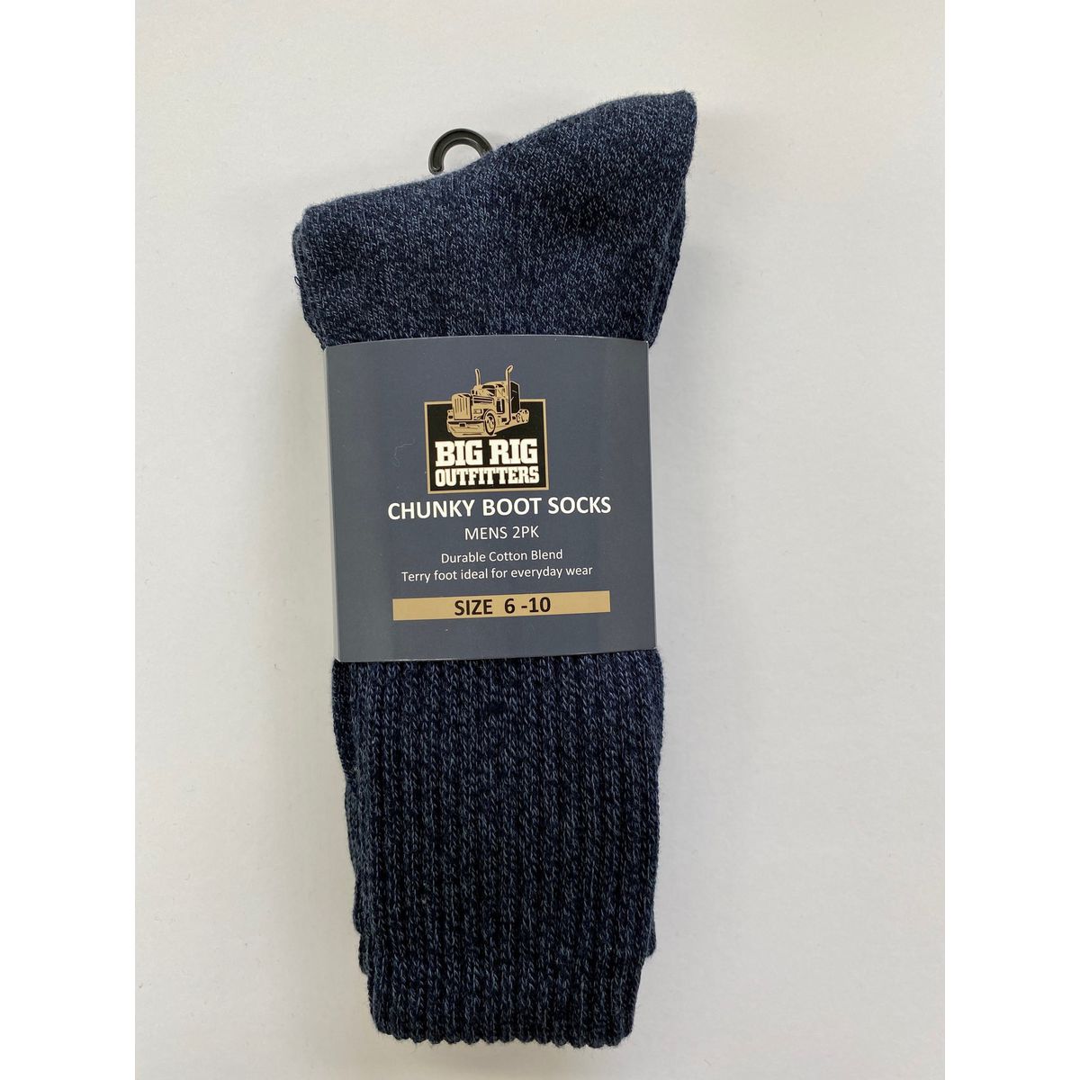 Big Rig Outfitters Chunky Boot Navy Socks Size 6-10 2Pk 61000604
