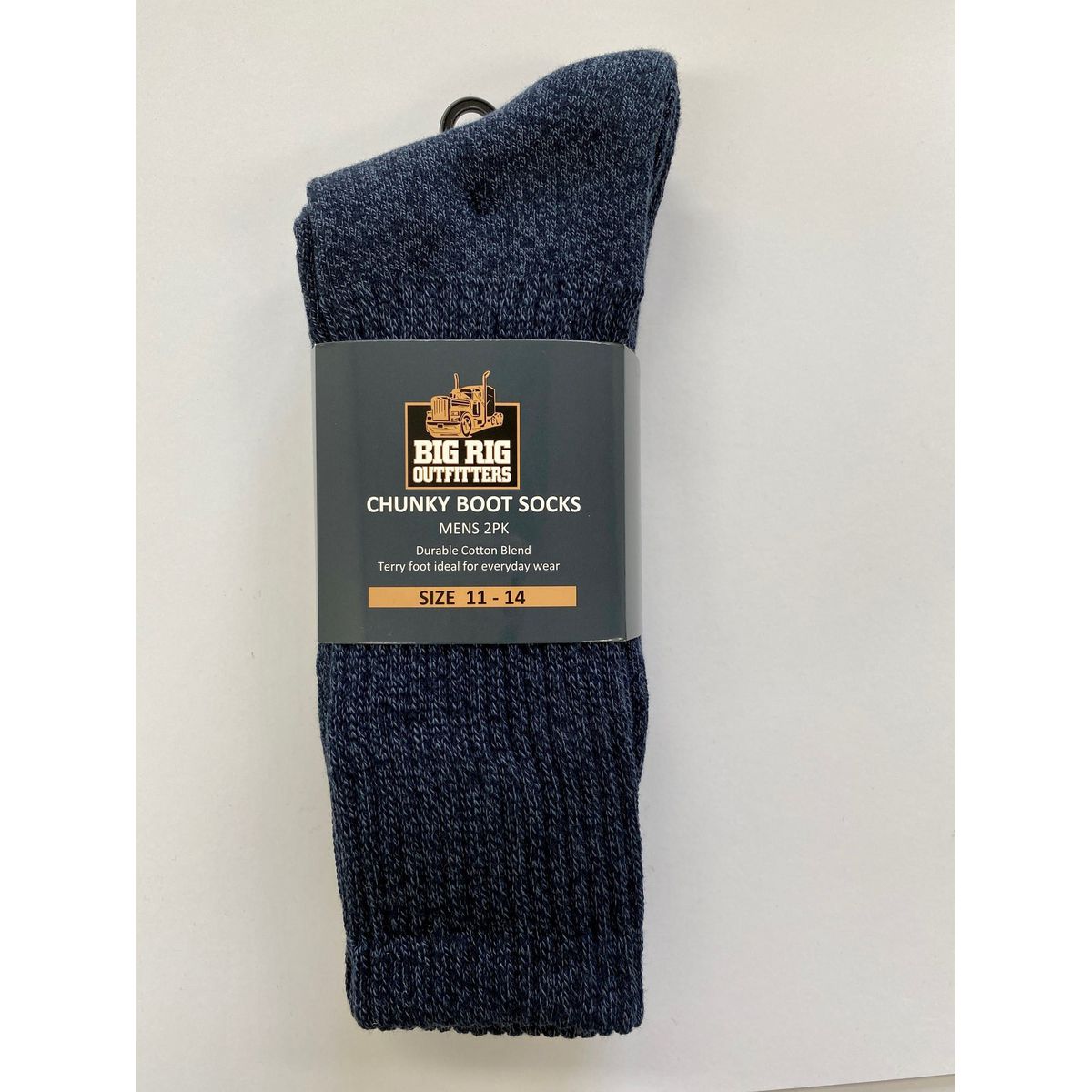 Big Rig Outfitters Chunky Boot Navy Socks Size 11 -14 2Pk 61000611