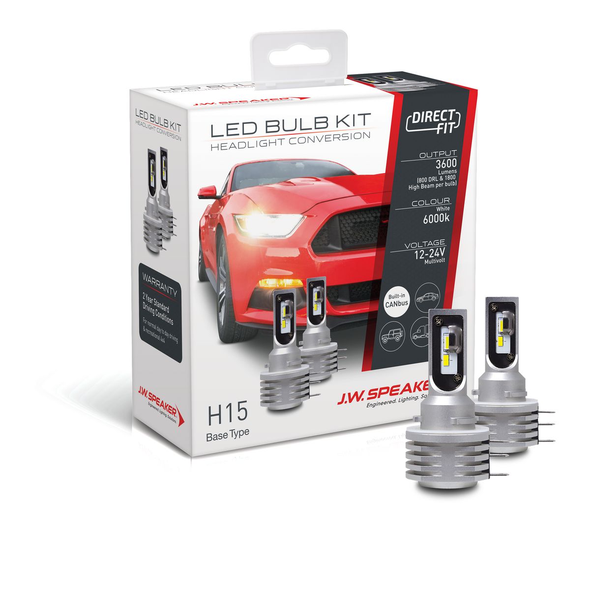 JW Speaker Speaker H15 LED Direct Fit Bulb Kit 12/24V 6000K Ford Ranger 999015R