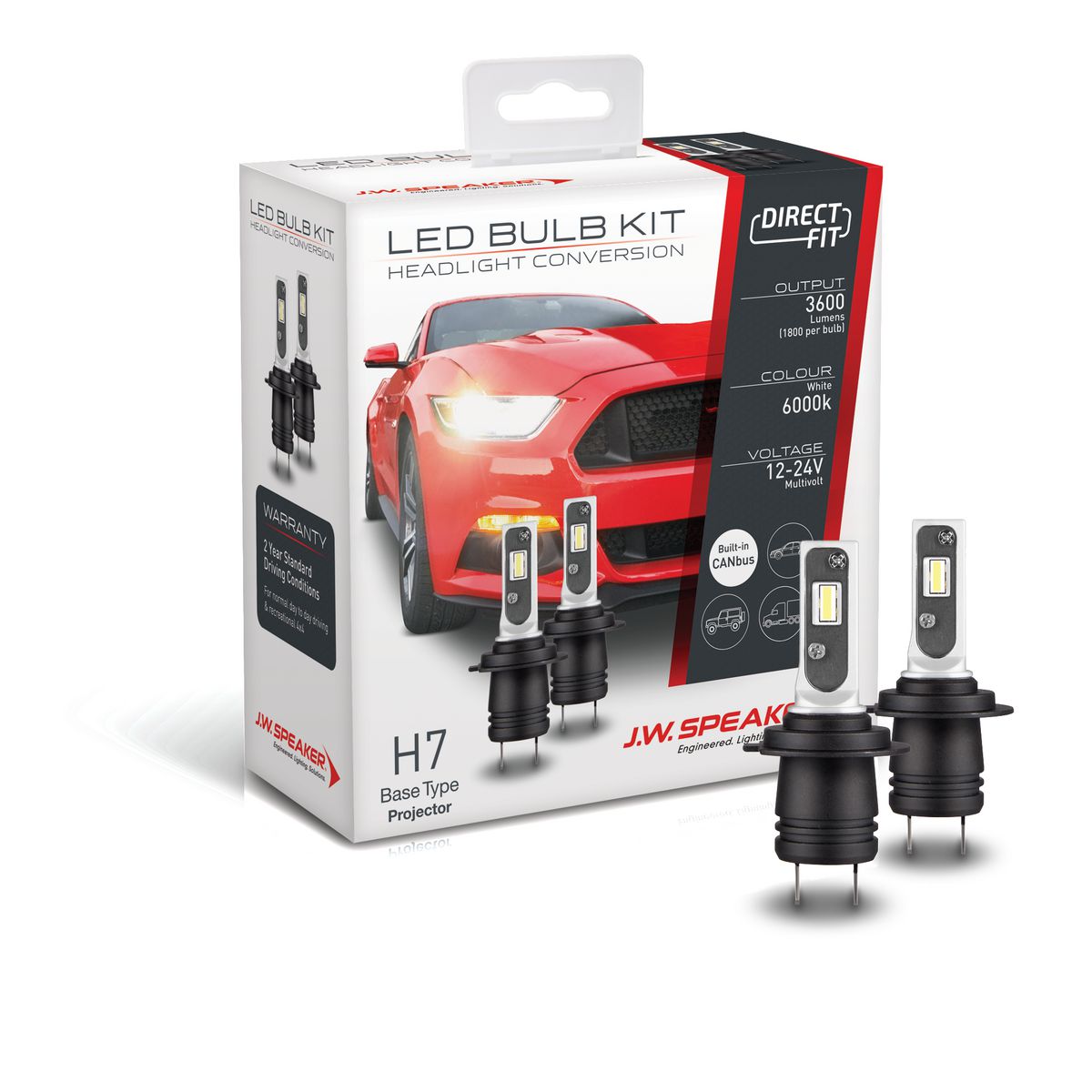 JW Speaker Speaker H7 LED Direct Fit Bulb Kit 12/24V 6000K Projector 999007P