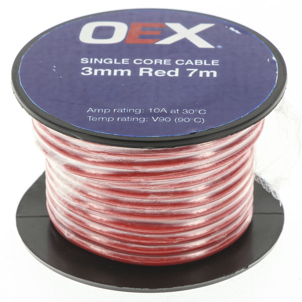 OEX Auto Cable 10A Single Core 3mm x 7m Red ACX0702-7M