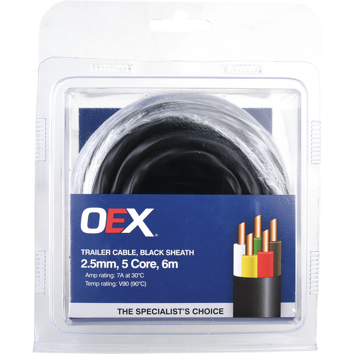 OEX Trailer Cable 7A 5 Core 2.5mm x 6m ACX0820-6BL