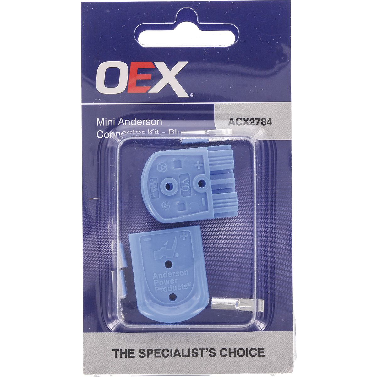 OEX Mini Anderson Sbs Connector Kit, 35A, Blue - Includes 2 Housings And 4 Contacts ACX2784