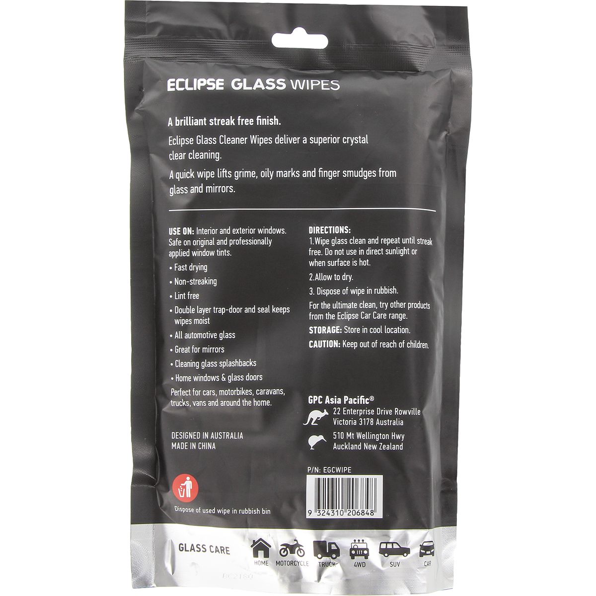 Eclipse Wipes Glass 25 Pack EGCWIPE