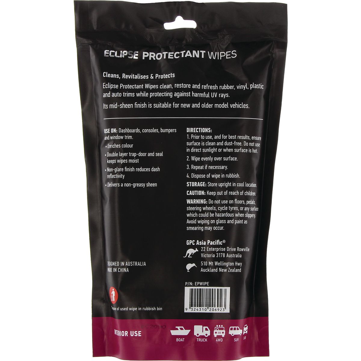 Eclipse Protectant Wipes 25 Pack EPWIPE