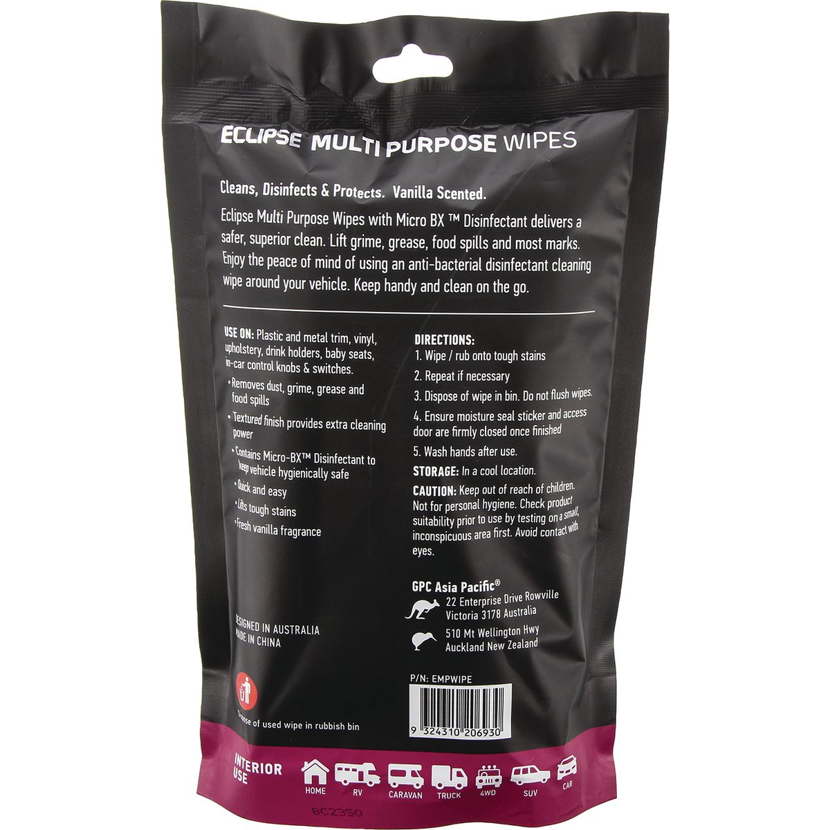 Eclipse Multi Purpose Wipes 25 Pack EMPWIPE