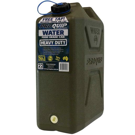 Proquip Heavy Duty Wide Mouth Plastic Water Can 22L With Tap 1004
