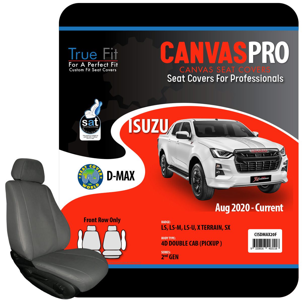 True Fit Canvas Pro Tailored Seat Covers Front Pair CISDMAX20F