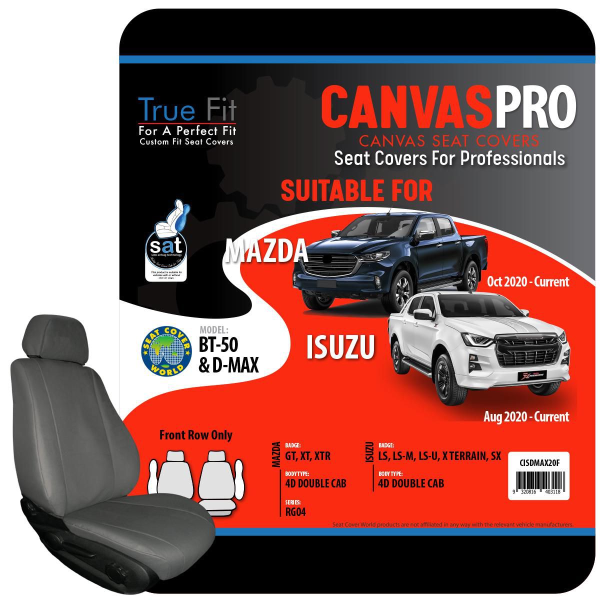 True Fit Canvas Pro Tailored Seat Covers Front Pair CISDMAX20F