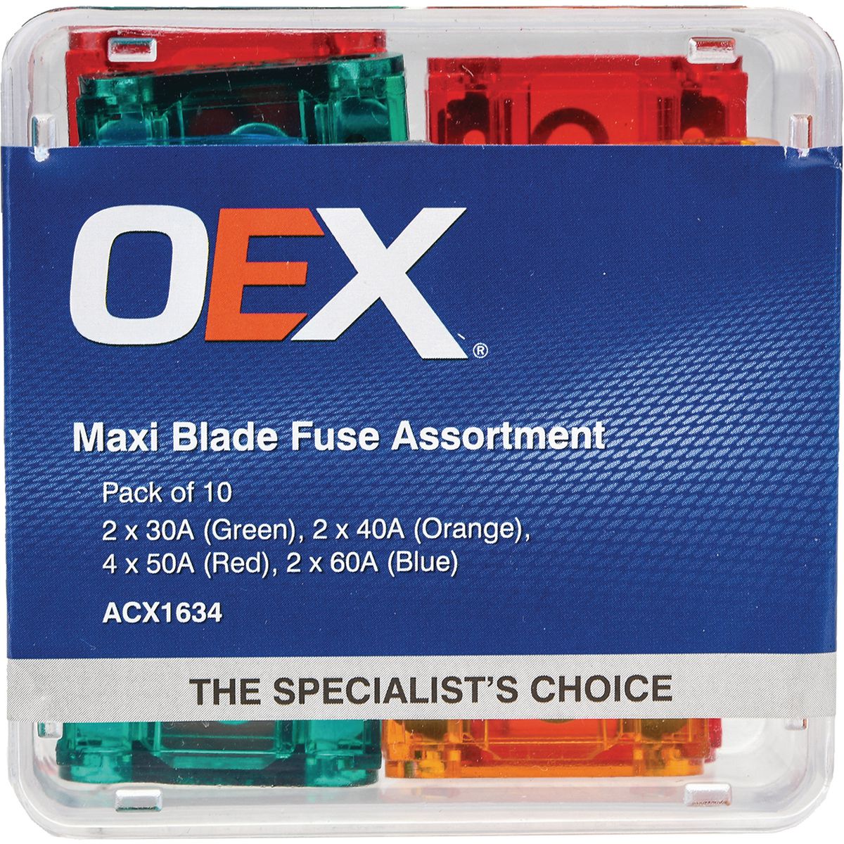 OEX Maxi Blade Fuse Assortment - Pack Of 10 ACX1634