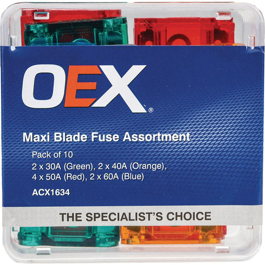 OEX Maxi Blade Fuse Assortment - Pack Of 10 ACX1634