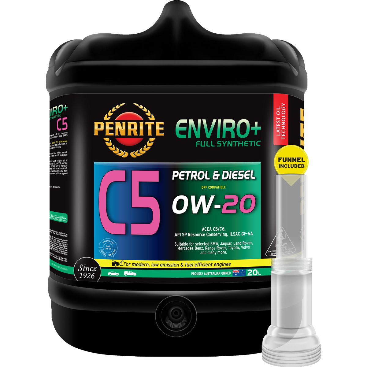Penrite Oil Enviro+ C5 0W-20 Engine Oil 20L EPLUSC5020